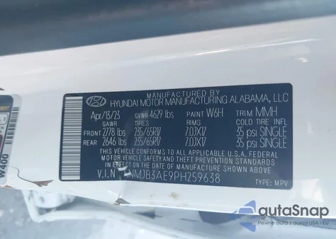 2023 Hyundai Tucson Sel from USA, damaged, VIN 5NMJB3AE9PH259638